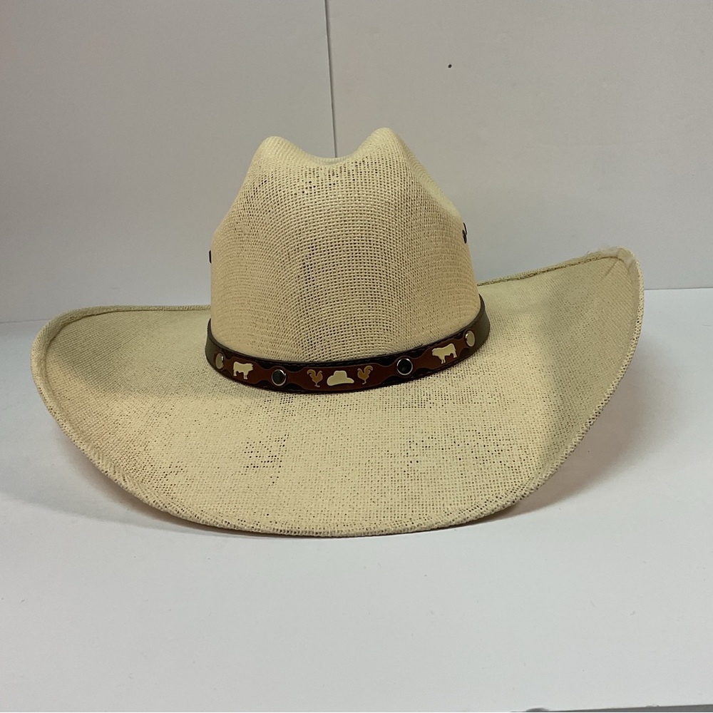 Cream Cowboy Hat with Brown Band